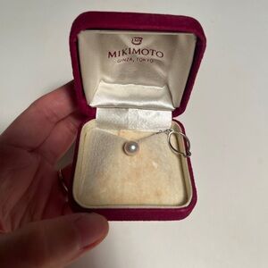 Mikimoto Silver Pearl Necklace in Velvet Box